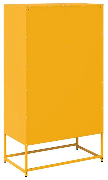 Highboard Mustársárga 68x39x123 cm Acél