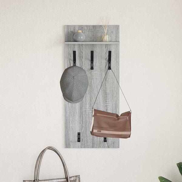 Fali Kabáthorog polcokkal Szürke Sonoma 40 x 10 x 90 cm Faanyag
