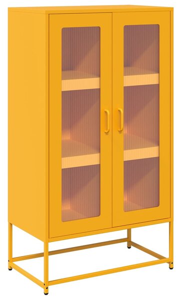 Highboard Mustársárga 68x39x123 cm Acél
