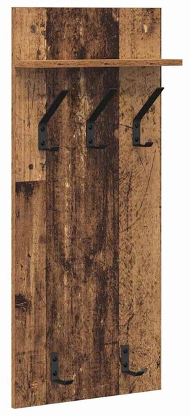 Fali Kabáthorog polcokkal Öreg fa 40 x 10 x 90 cm Faanyag