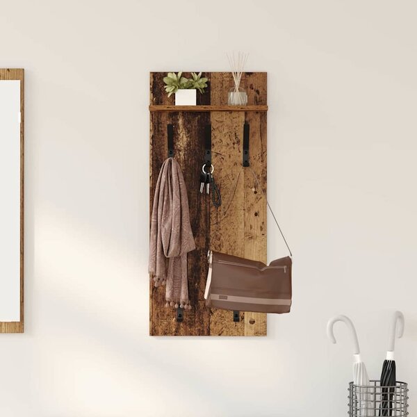 Fali Kabáthorog polcokkal Öreg fa 40 x 10 x 90 cm Faanyag