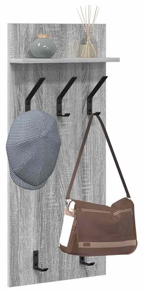 Fali Kabáthorog polcokkal Szürke Sonoma 40 x 10 x 90 cm Faanyag