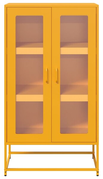 Highboard Mustársárga 68x39x123 cm Acél