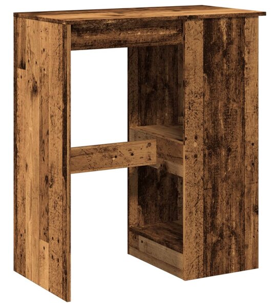 Antik fa színű szerelt fa bárasztal tárolókkal 90x47,5x103,5 cm