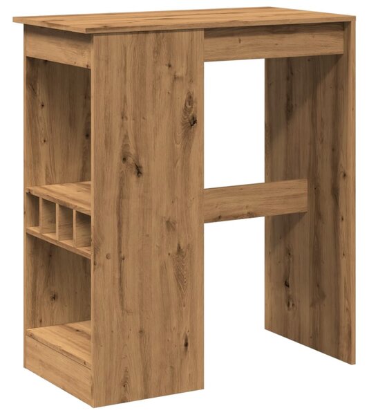 Kézműves tölgy szerelt fa bárasztal tárolókkal 90x47,5x103,5 cm