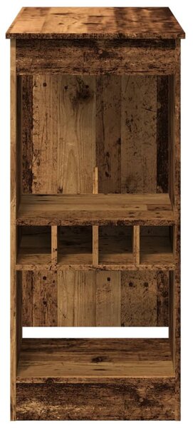 Antik fa színű szerelt fa bárasztal tárolókkal 90x47,5x103,5 cm