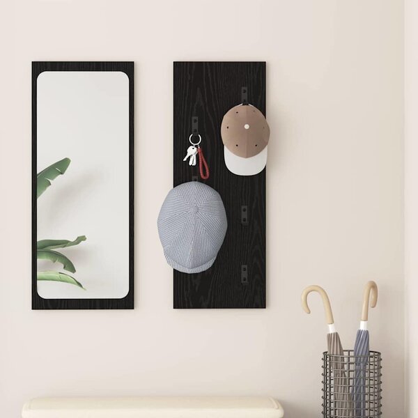 Fali Kabáthorog tárolóval Fekete tölgy 30 x 1,5 x 80 cm Faanyag