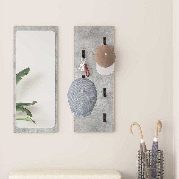 Fali Kabáthorog tárolóval Beton Szürke 30 x 1,5 x 80 cm Faanyag