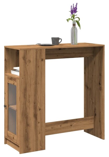 Kézműves tölgy szerelt fa bárasztal tárolókkal 101x40x103,5 cm