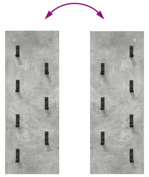 Fali Kabáthorog tárolóval Beton Szürke 30 x 1,5 x 80 cm Faanyag