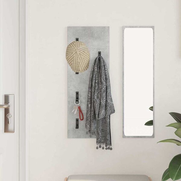 Fali Kabáthorog tárolóval Beton Szürke 30 x 1,5 x 80 cm Faanyag