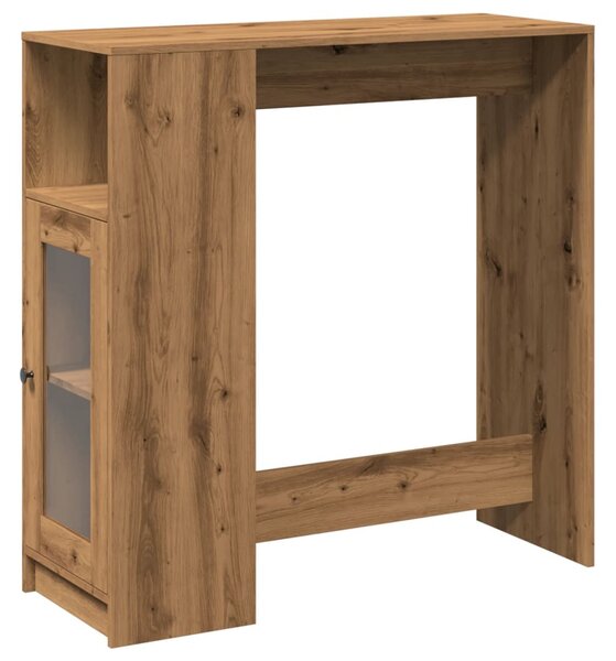 Kézműves tölgy szerelt fa bárasztal tárolókkal 101x40x103,5 cm