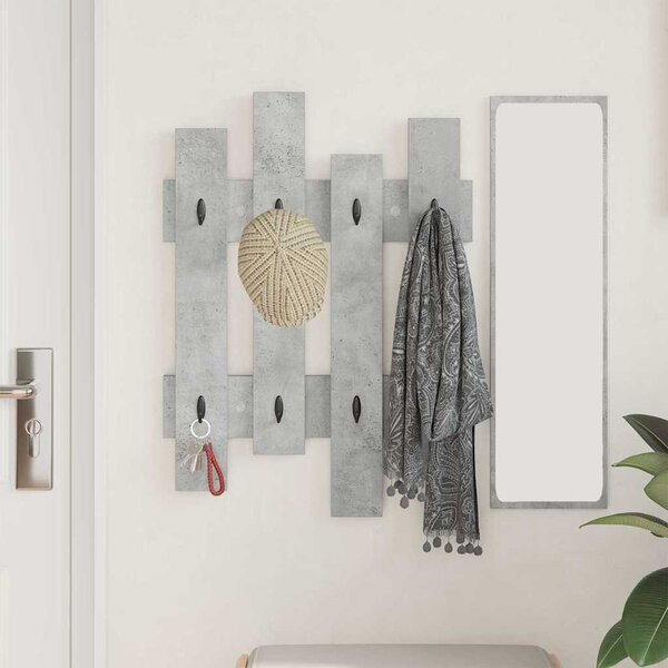 Fali Kabáthorog tárolóval Beton Szürke 60 x 3 x 82 cm Faanyag