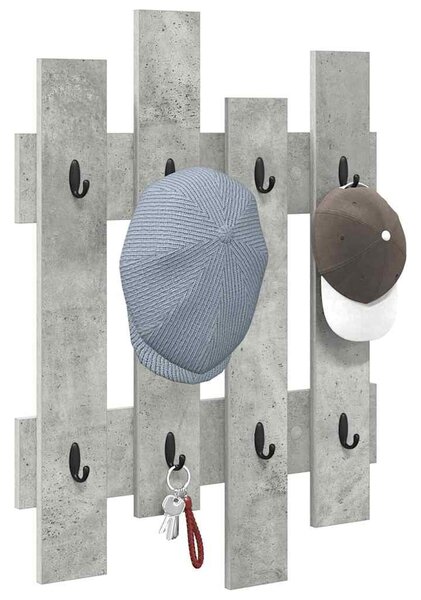 Fali Kabáthorog tárolóval Beton Szürke 60 x 3 x 82 cm Faanyag