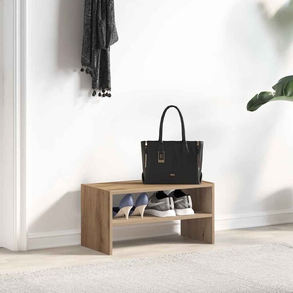 Kézműves tölgy cipőtartó állvány halmozható 60 x 30 x 30,5 cm