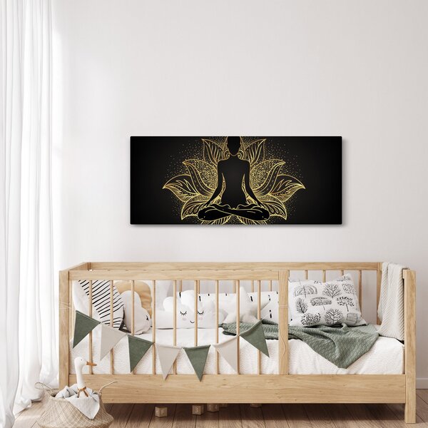 Egy lótuszvirág sziluettjének képe (120x50 cm)