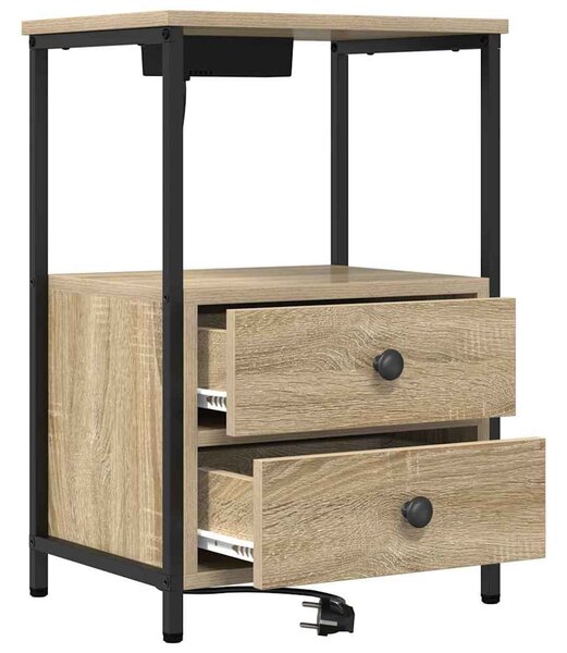 Éjjeliszekrény 2 db Sonoma tölgy 40 x 31 x 60 cm Szerelt Fa