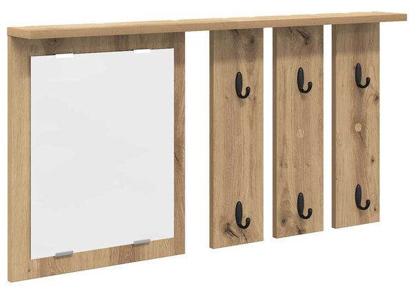 Fali Kabáthorog tükörrel kézműves tölgy 85 x 10 x 45 cm Faanyag