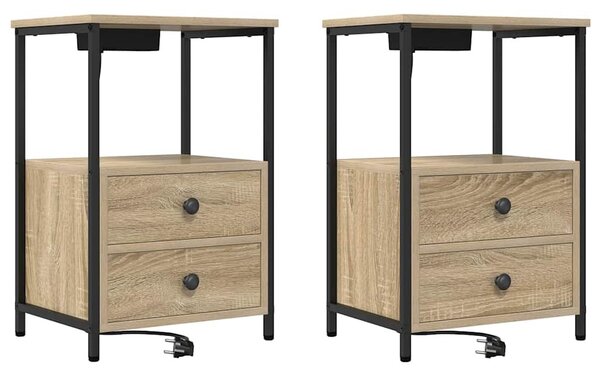 Éjjeliszekrény 2 db Sonoma tölgy 40 x 31 x 60 cm Szerelt Fa