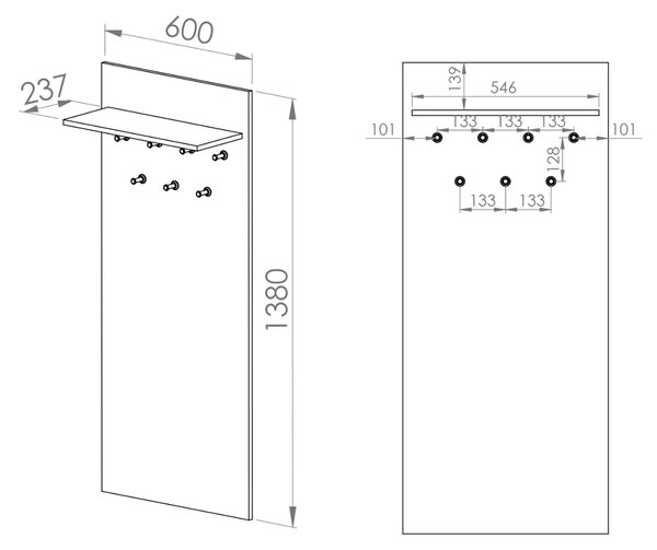 VASCO fogaspanel polccal Vasco - craft tölgy