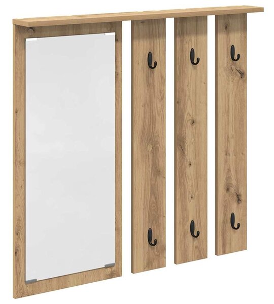 Fali Kabáthorog tükörrel kézműves tölgy 84 x 10 x 80 cm Faanyag
