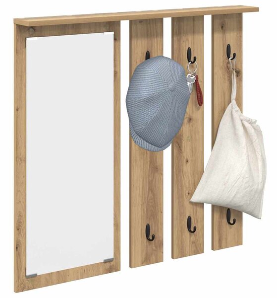 Fali Kabáthorog tükörrel kézműves tölgy 84 x 10 x 80 cm Faanyag