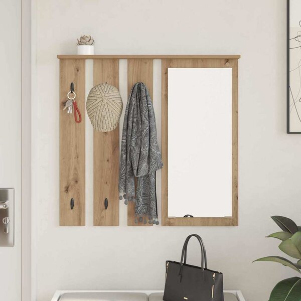 Fali Kabáthorog tükörrel kézműves tölgy 84 x 10 x 80 cm Faanyag