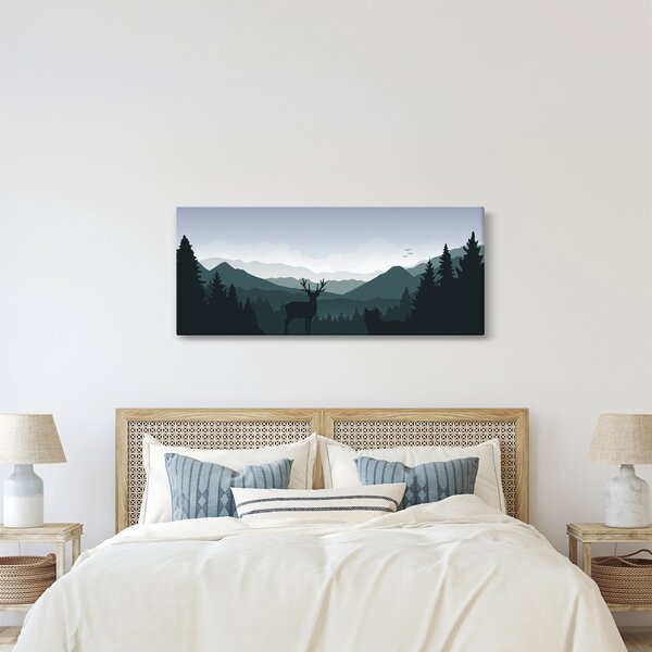 Kép - Szarvas farkassal a sziklák között (120x50 cm)
