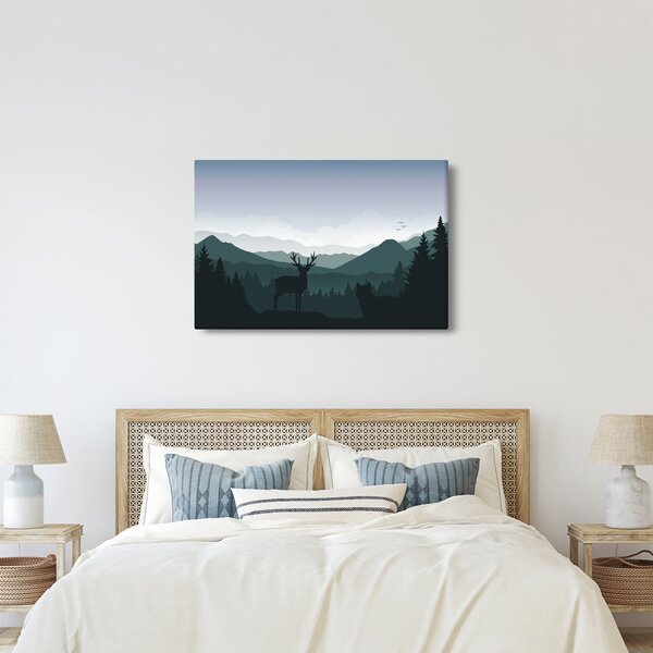 Kép - Szarvas farkassal a sziklák között (90x60 cm)