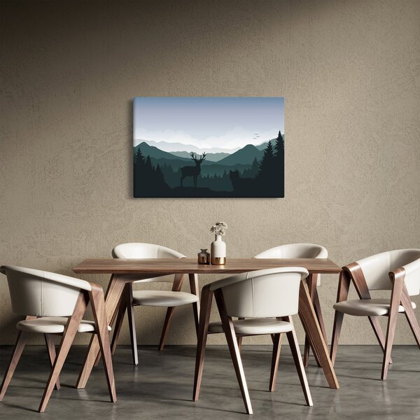 Kép - Szarvas farkassal a sziklák között (90x60 cm)