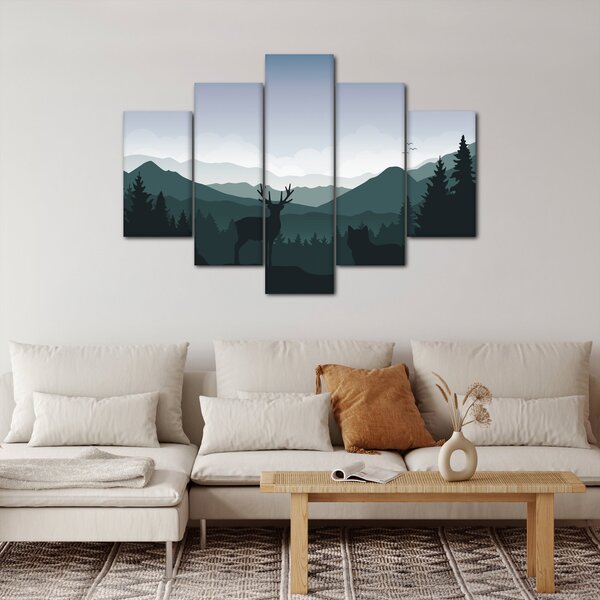 Kép - Szarvas farkassal a sziklák között (150x105 cm)
