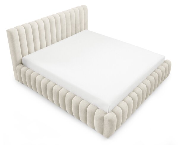 BLISS egyszemélyes kárpitozott ágyneműtartós ágy 120x200 - krémszínű