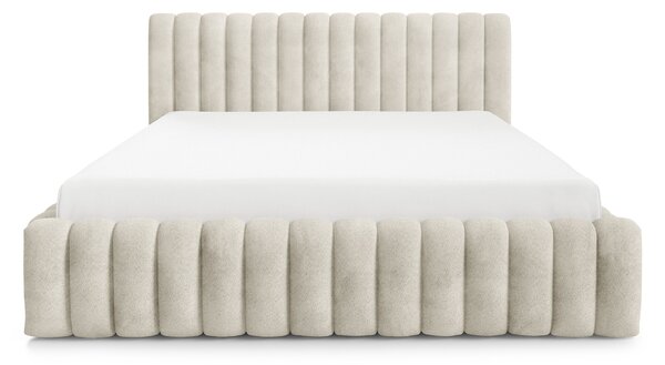 BLISS egyszemélyes kárpitozott ágyneműtartós ágy 120x200 - krémszínű