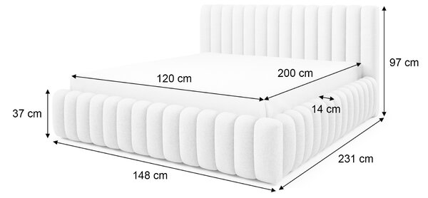 BLISS egyszemélyes kárpitozott ágyneműtartós ágy 120x200 - szürke