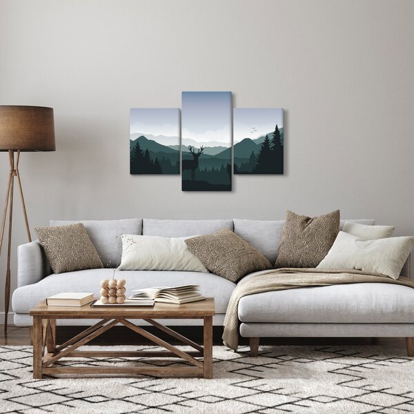 Kép - Szarvas farkassal a sziklák között (90x60 cm)