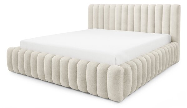 BLISS egyszemélyes kárpitozott ágyneműtartós ágy 120x200 - krémszínű
