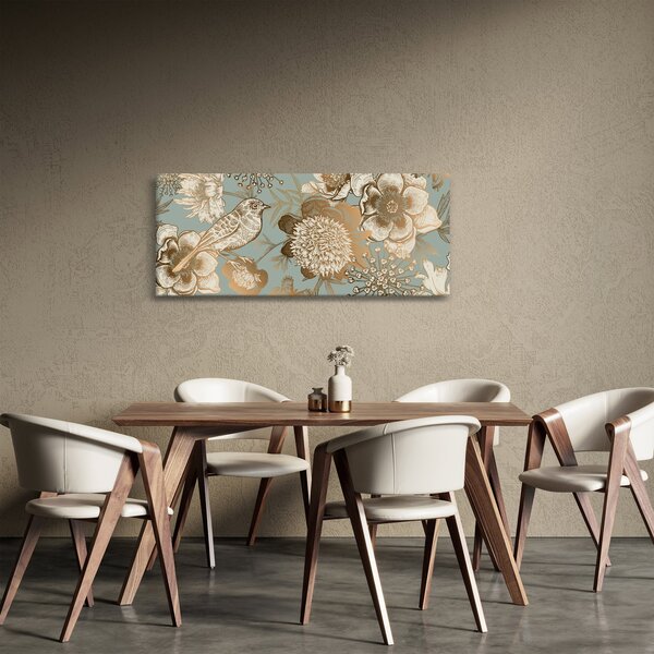 Arany virágok képe (120x50 cm)