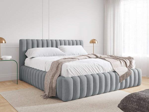 BLISS egyszemélyes kárpitozott ágyneműtartós ágy 120x200 - szürke