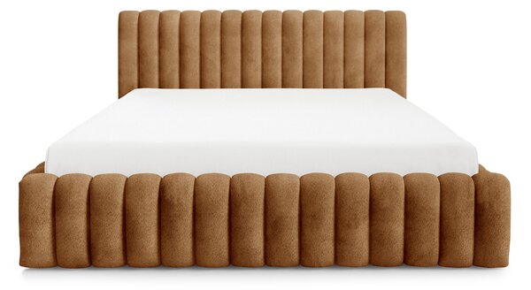 BLISS egyszemélyes kárpitozott ágyneműtartós ágy 120x200 - téglaszín