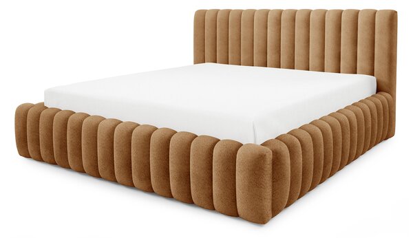 BLISS egyszemélyes kárpitozott ágyneműtartós ágy 120x200 - téglaszín