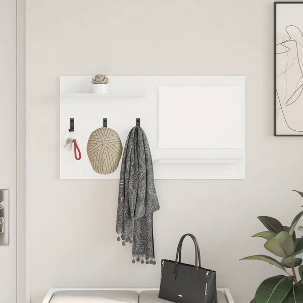 Fali Kabáthorog polcokkal Fehér 90 x 10 x 50 cm Faanyag