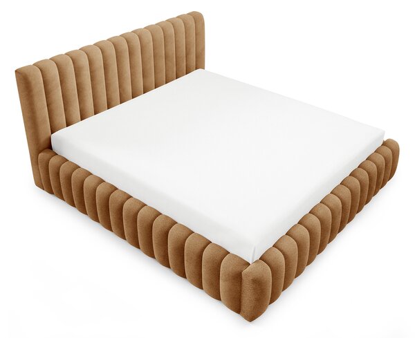 BLISS egyszemélyes kárpitozott ágyneműtartós ágy 120x200 - téglaszín