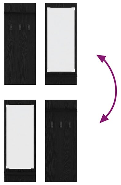Fali Kabáthorog polcokkal Fekete tölgy 70 x 10 x 90 cm Faanyag