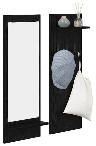 Fali Kabáthorog polcokkal Fekete tölgy 70 x 10 x 90 cm Faanyag