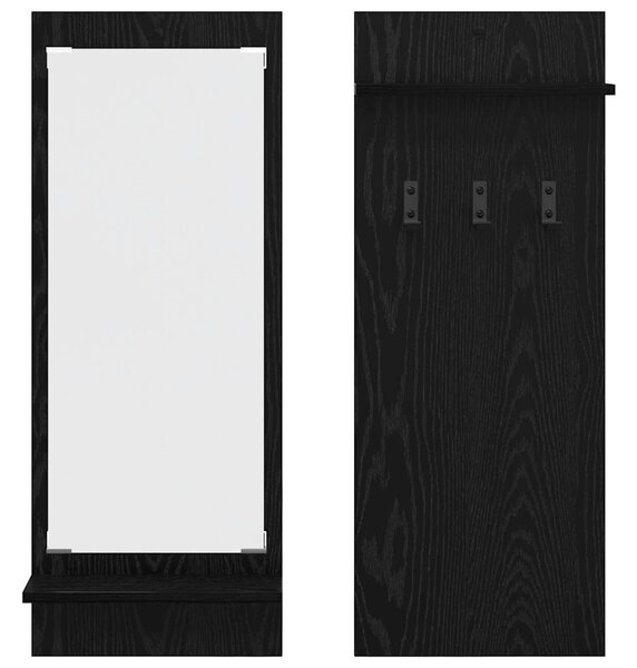 Fali Kabáthorog polcokkal Fekete tölgy 70 x 10 x 90 cm Faanyag