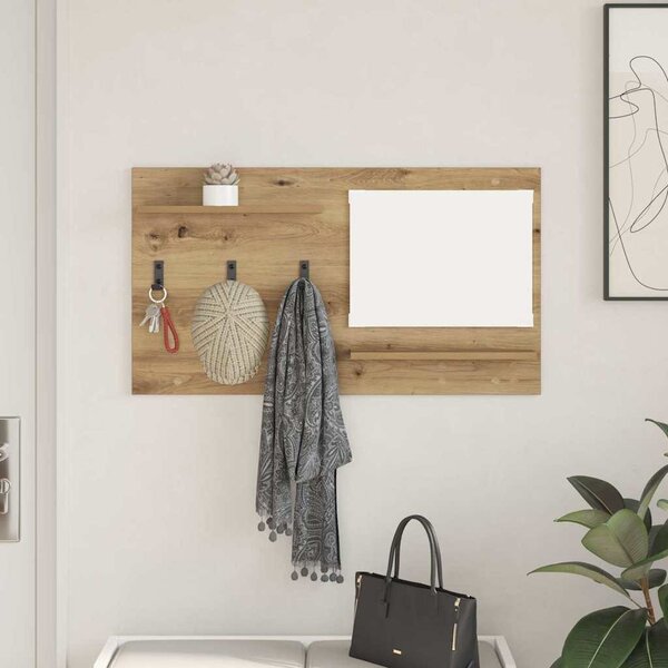 Fali Kabáthorog tükörrel kézműves tölgy 90 x 10 x 50 cm Faanyag