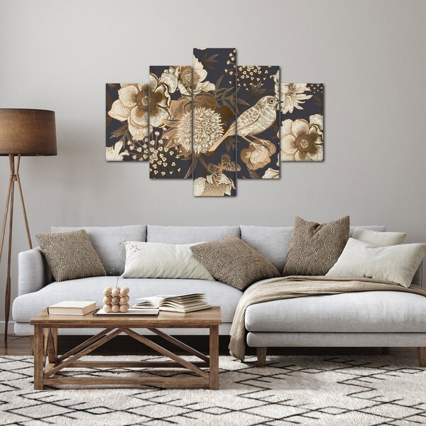 Sötét alapon arany virágok képe (150x105 cm)