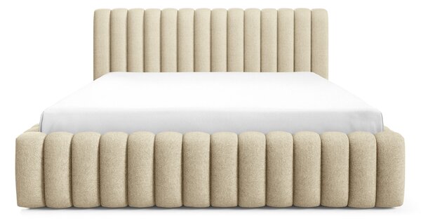 BLISS egyszemélyes kárpitozott ágyneműtartós ágy 120x200 - bézs