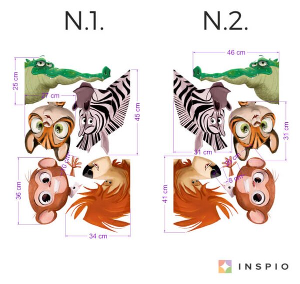 INSPIO - átragasztható textil matrica - Falmatrica ajtó köré - Zoo
