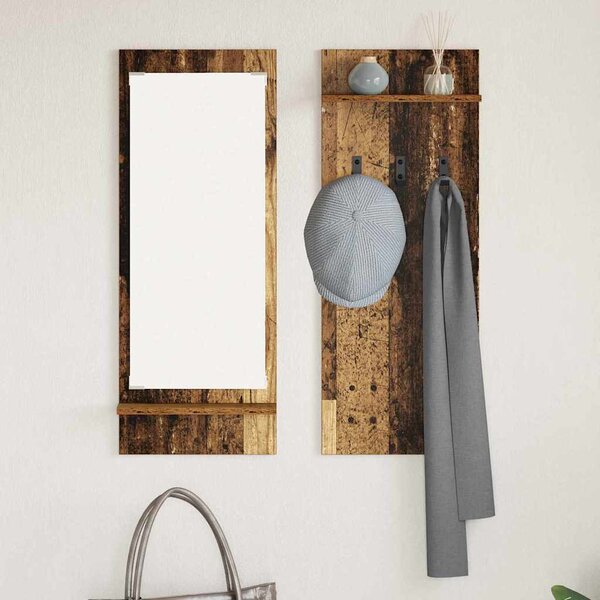 Fali Kabáthorog polcokkal Öreg fa 70 x 10 x 90 cm Faanyag
